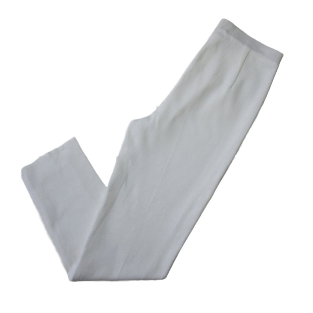 NWT Ming Wang Petite Lined Straight Leg Knit Pant in White Pull-on PXS